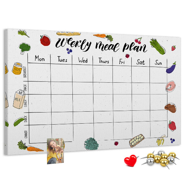 Cork display board Weekly menu
