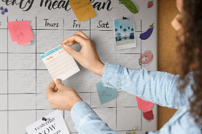 Cork display board Weekly menu
