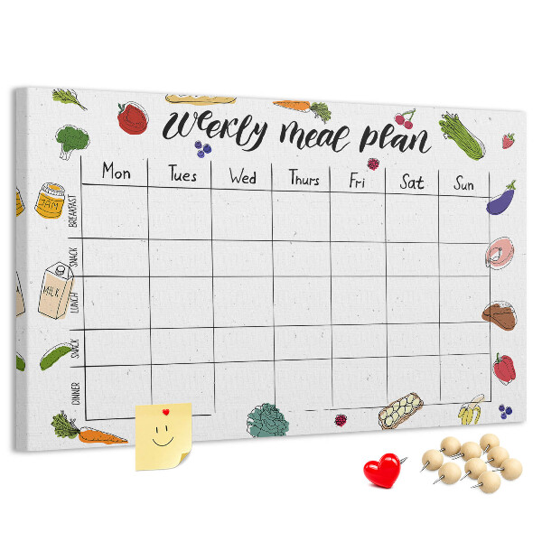 Cork display board Weekly menu