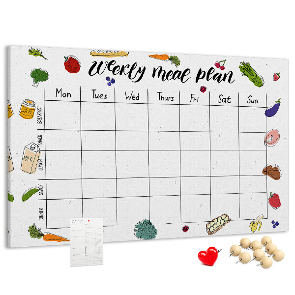 Cork display board Weekly menu