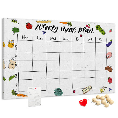 Cork display board Weekly menu