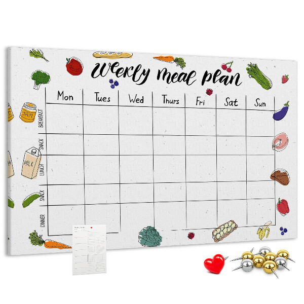 Cork display board Weekly menu