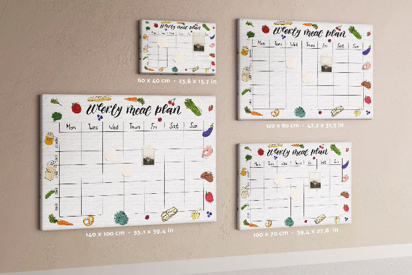 Cork display board Weekly menu