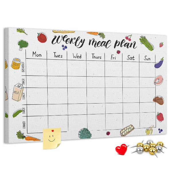 Cork display board Weekly menu