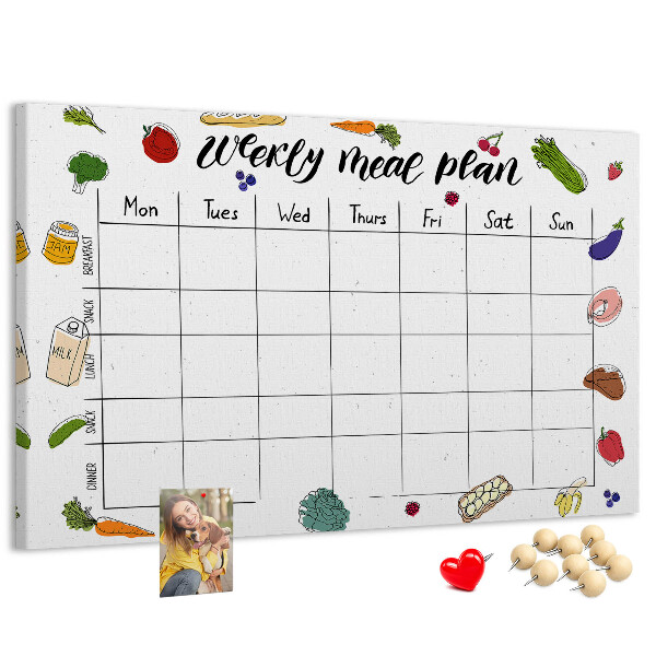 Cork display board Weekly menu