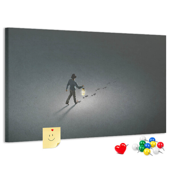Cork memo board Wanderer in the dark