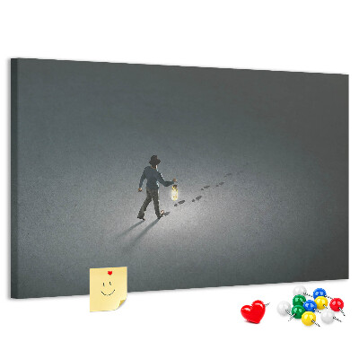 Cork memo board Wanderer in the dark