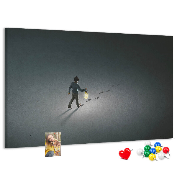 Cork memo board Wanderer in the dark