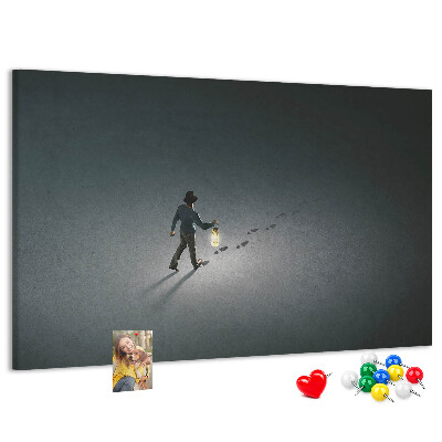 Cork memo board Wanderer in the dark