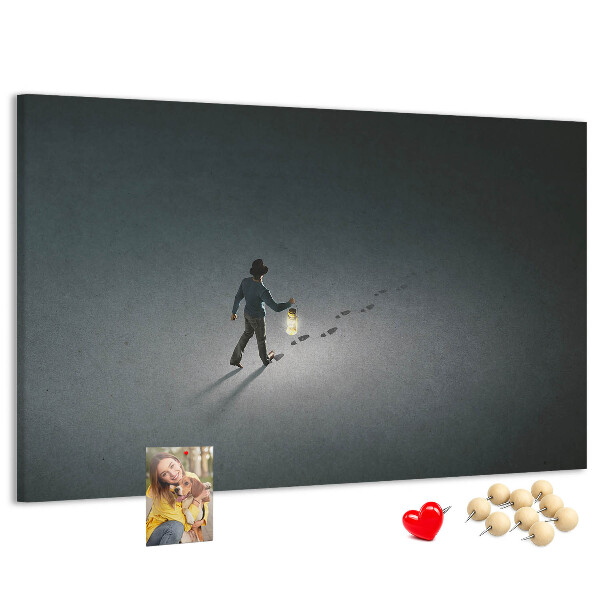 Cork memo board Wanderer in the dark