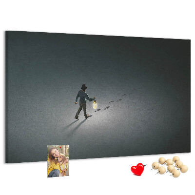 Cork memo board Wanderer in the dark