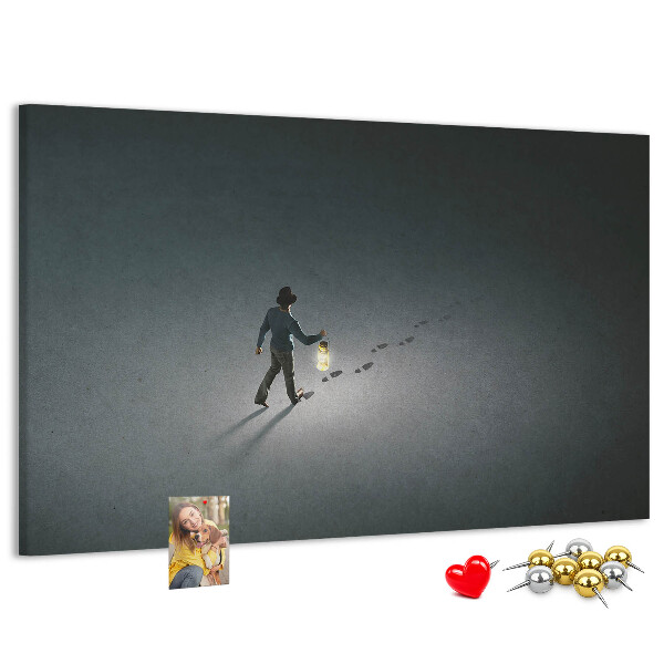 Cork memo board Wanderer in the dark