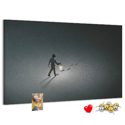 Cork memo board Wanderer in the dark