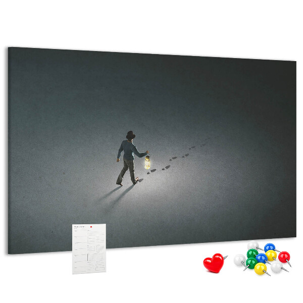 Cork memo board Wanderer in the dark
