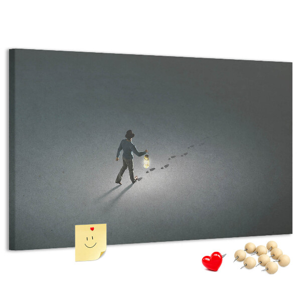 Cork memo board Wanderer in the dark