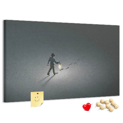 Cork memo board Wanderer in the dark