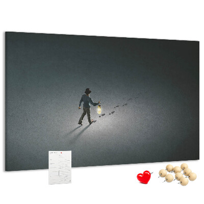 Cork memo board Wanderer in the dark