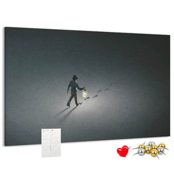 Cork memo board Wanderer in the dark