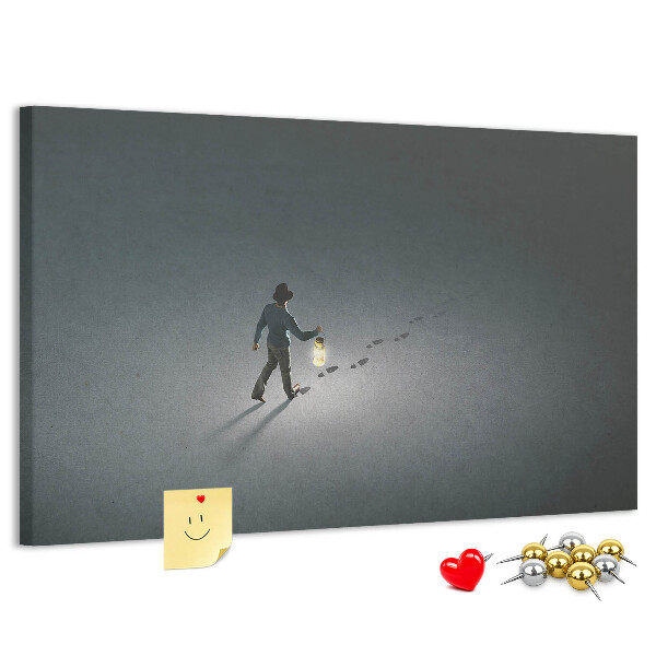Cork memo board Wanderer in the dark