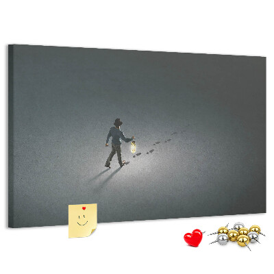 Cork memo board Wanderer in the dark