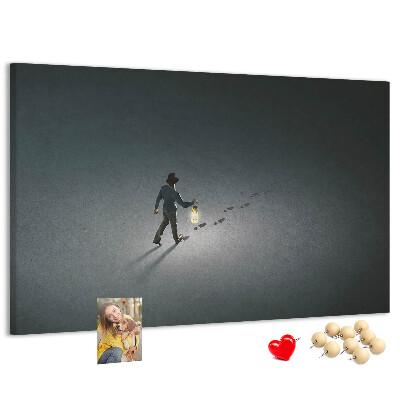Cork memo board Wanderer in the dark