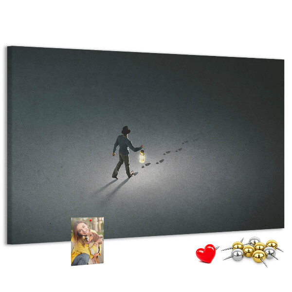 Cork memo board Wanderer in the dark