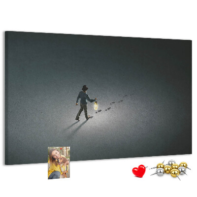 Cork memo board Wanderer in the dark