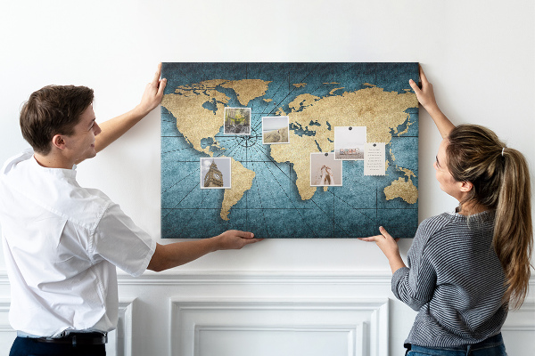 Cork board 3D world map