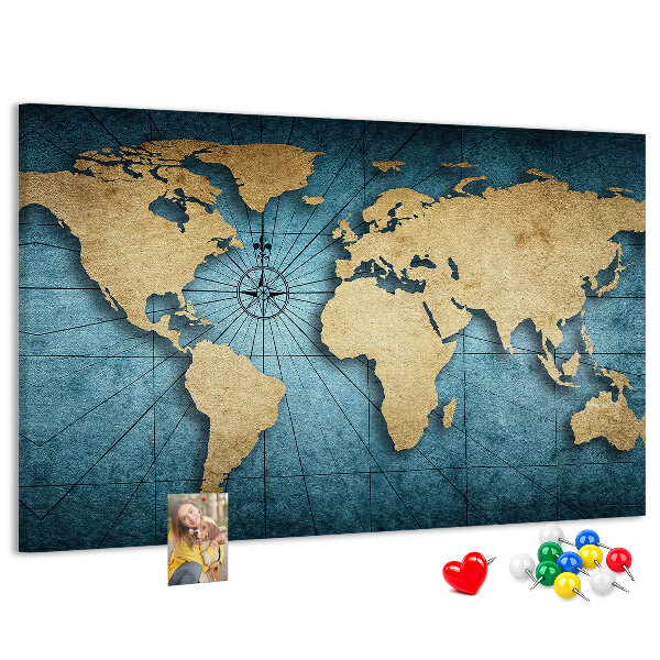 Cork board 3D world map