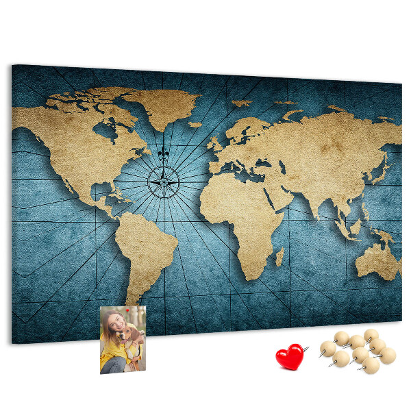 Cork board 3D world map