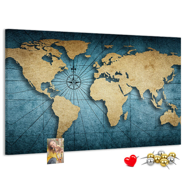 Cork board 3D world map