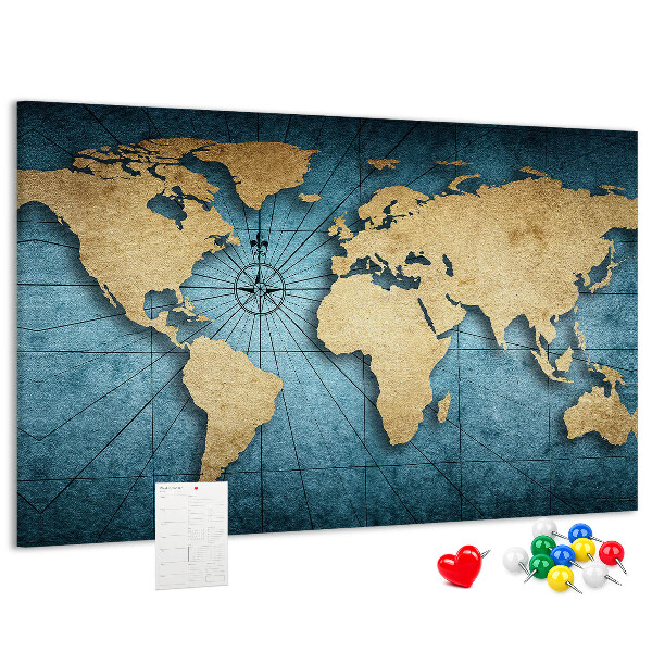 Cork board 3D world map