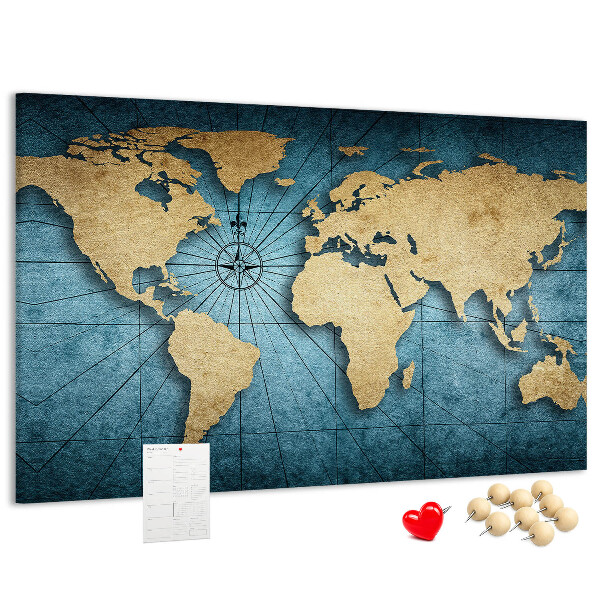 Cork board 3D world map