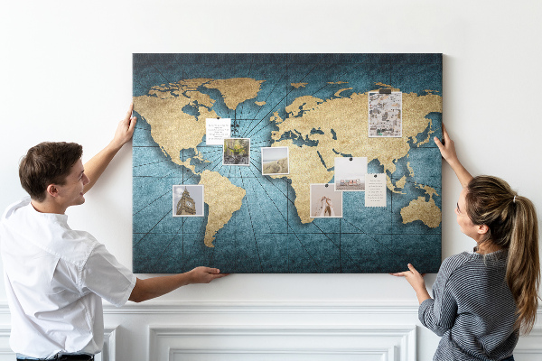 Cork board 3D world map