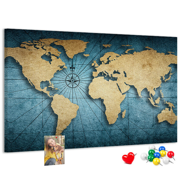 Cork board 3D world map