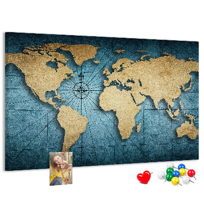 Cork board 3D world map