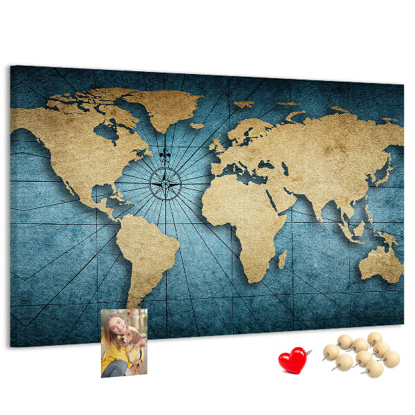Cork board 3D world map