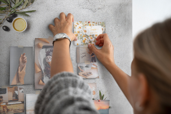 Cork memo board Minimalist olives