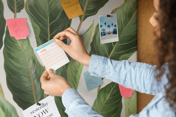 Cork memo board Palm leaves