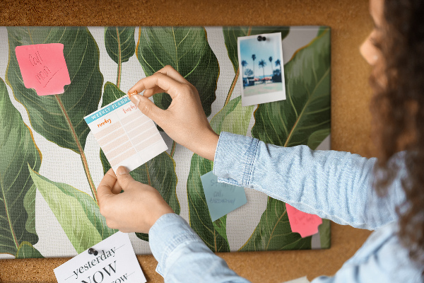 Cork memo board Palm leaves