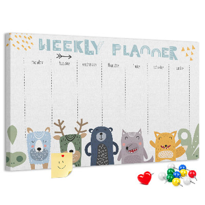 Cork display board Weekly planner for kids