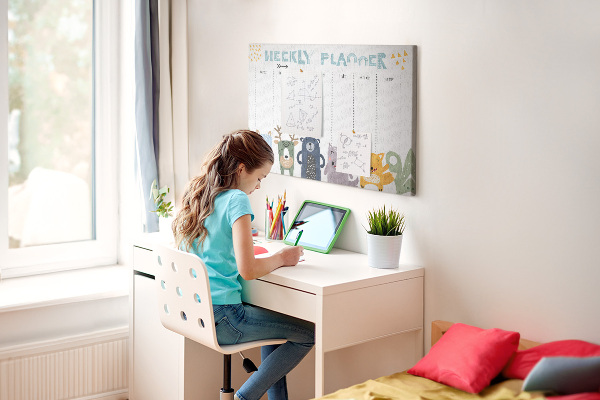 Cork display board Weekly planner for kids