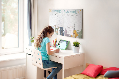Cork display board Weekly planner for kids