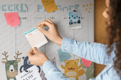 Cork display board Weekly planner for kids