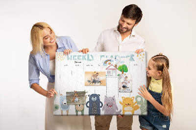 Cork display board Weekly planner for kids