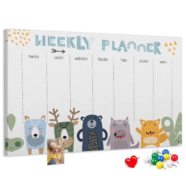 Cork display board Weekly planner for kids