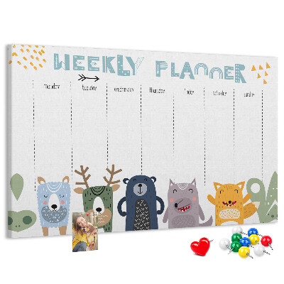Cork display board Weekly planner for kids
