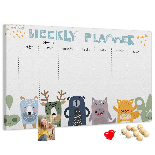 Cork display board Weekly planner for kids