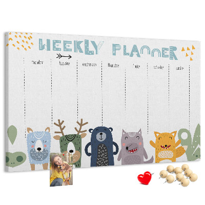Cork display board Weekly planner for kids