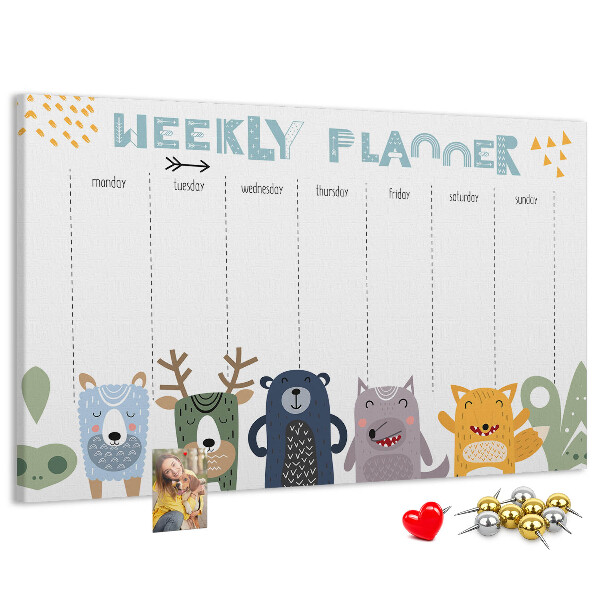 Cork display board Weekly planner for kids